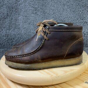 Clarks Originals Wallabee Chukka Boot Beeswax Leather Mens 8.5 Brown Crepe Sole